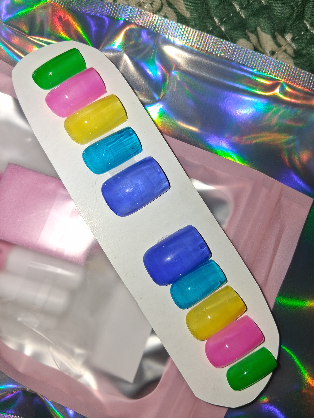Multicolor jelly press on set