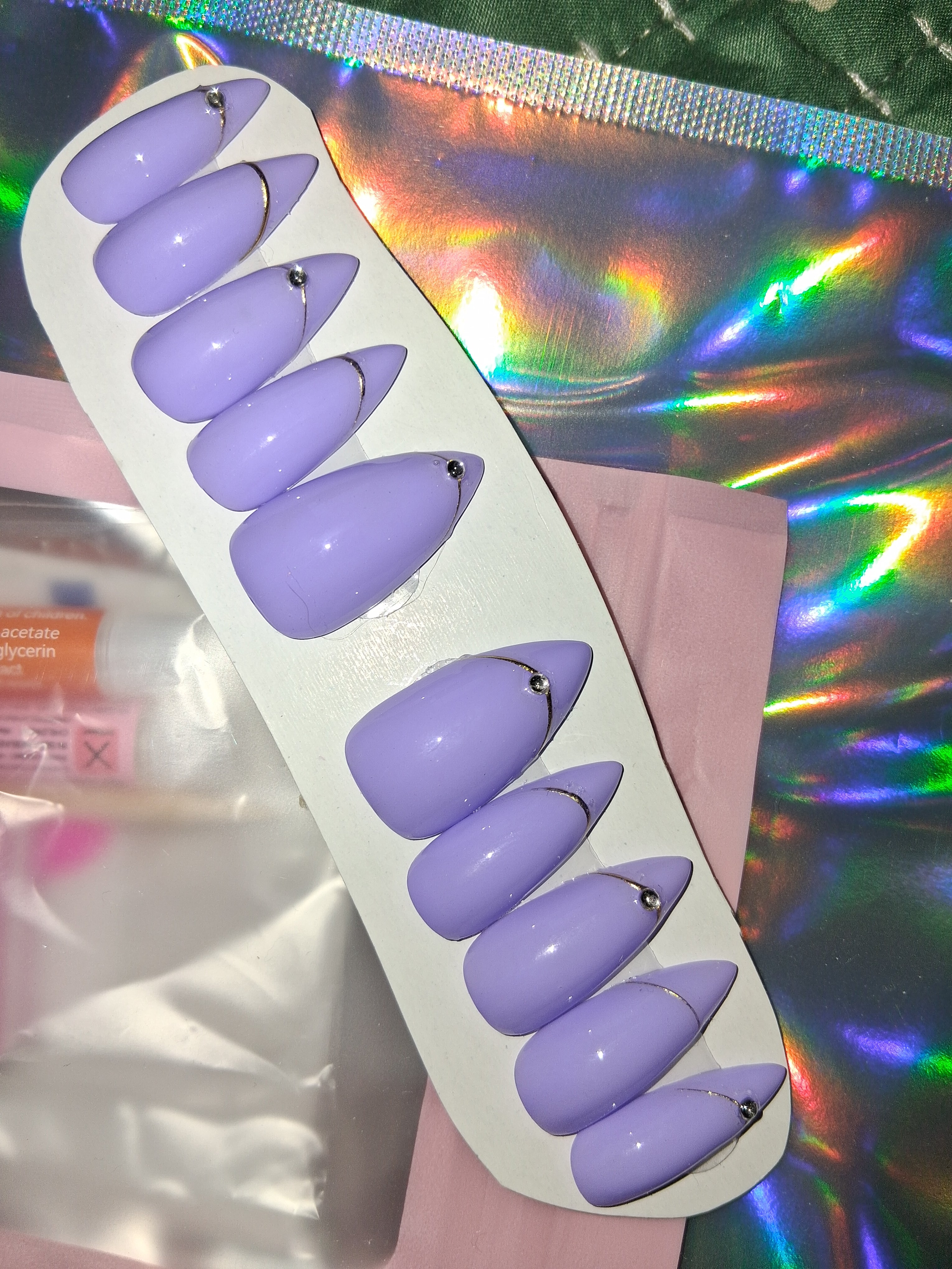 Purple press on set